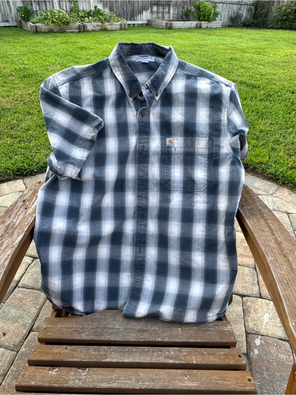 Carhartt Men's Short-Sleeve Plaid Button-Down Shirt - Black & White